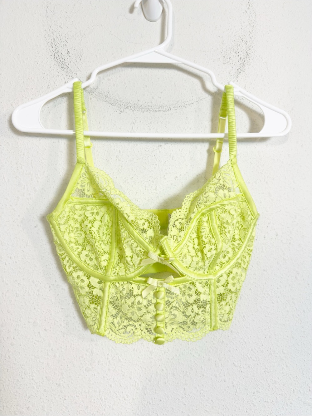 For Love And Lemons neon green creamsicle lace corset bra - Picture 2 of 5